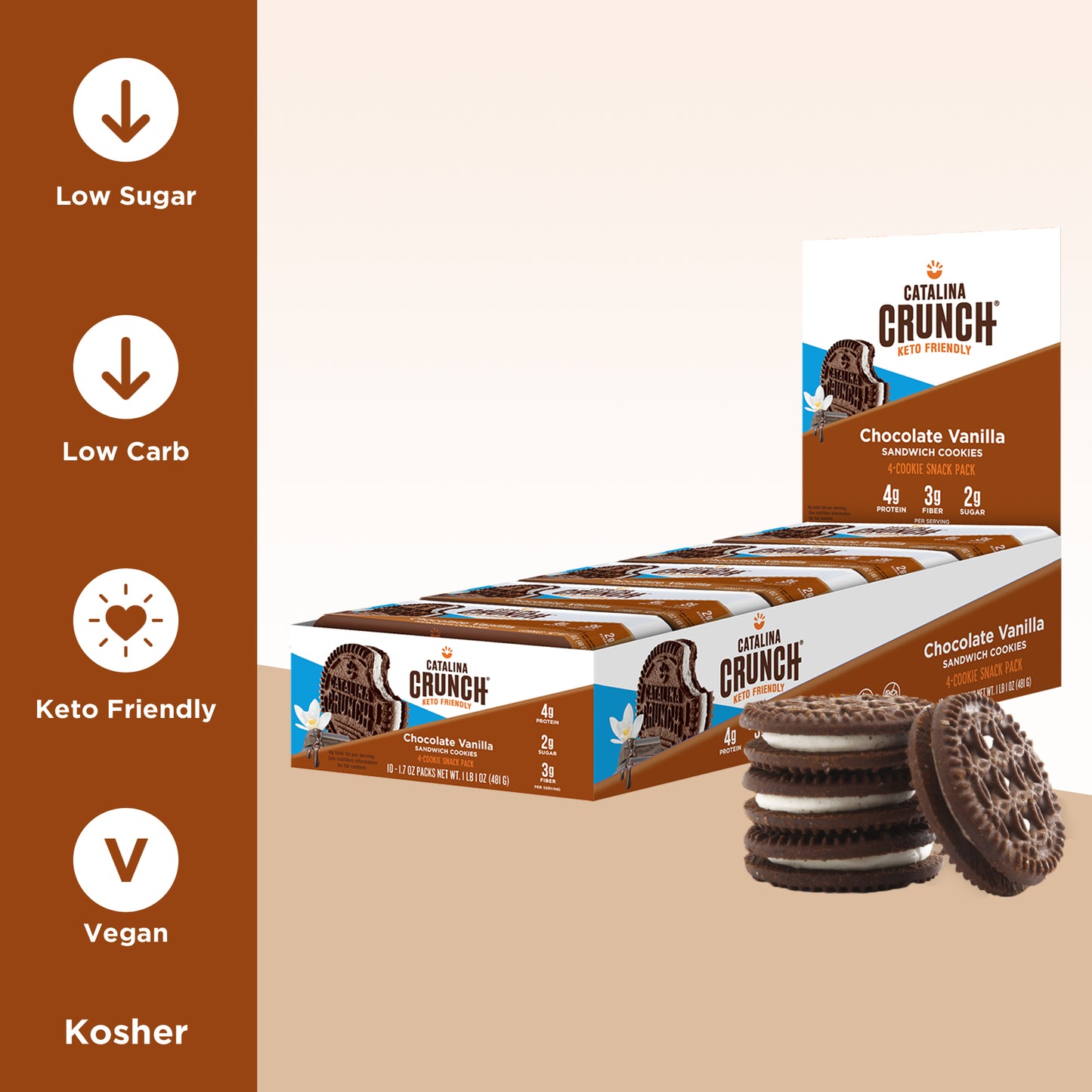 Single Serve Chocolate Vanilla Sandwich Cookies 20-ct (2 POP Boxes of 10 - 1.7oz Packs)