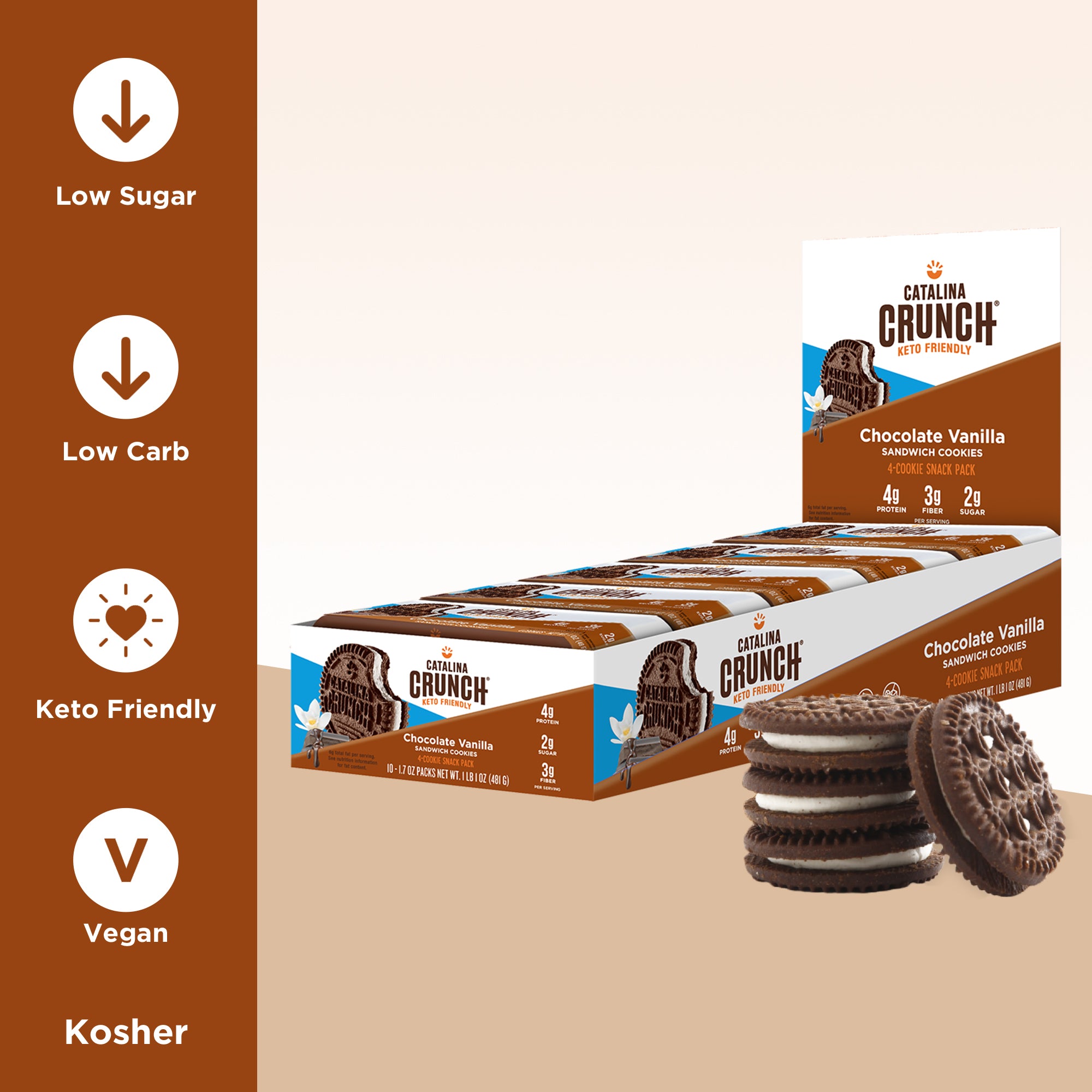 Keto Sandwich Cookies, Chocolate Vanilla Single Serve Wholesale